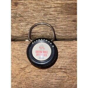 Vintage FIRESTONE STORES Tire Ring Keychain - Michigan R&R Tire Co.